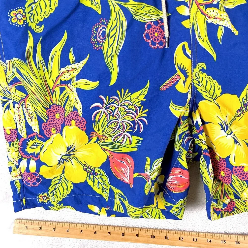 Polo Ralph Lauren Swim Trunks Mens XXL Blue Floral Hawaiian Aloha Beach Surf